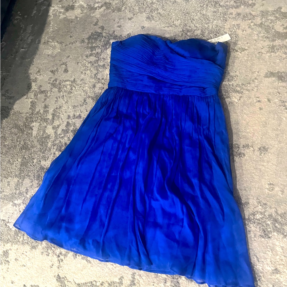 Royal blue, strapless JCrew bridesmaid dress